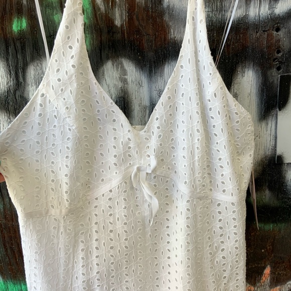 NWT Sandra Darren Women's Fit Flare Dress White Lace Sleeveless Halter Dress OBO - Picture 10 of 12